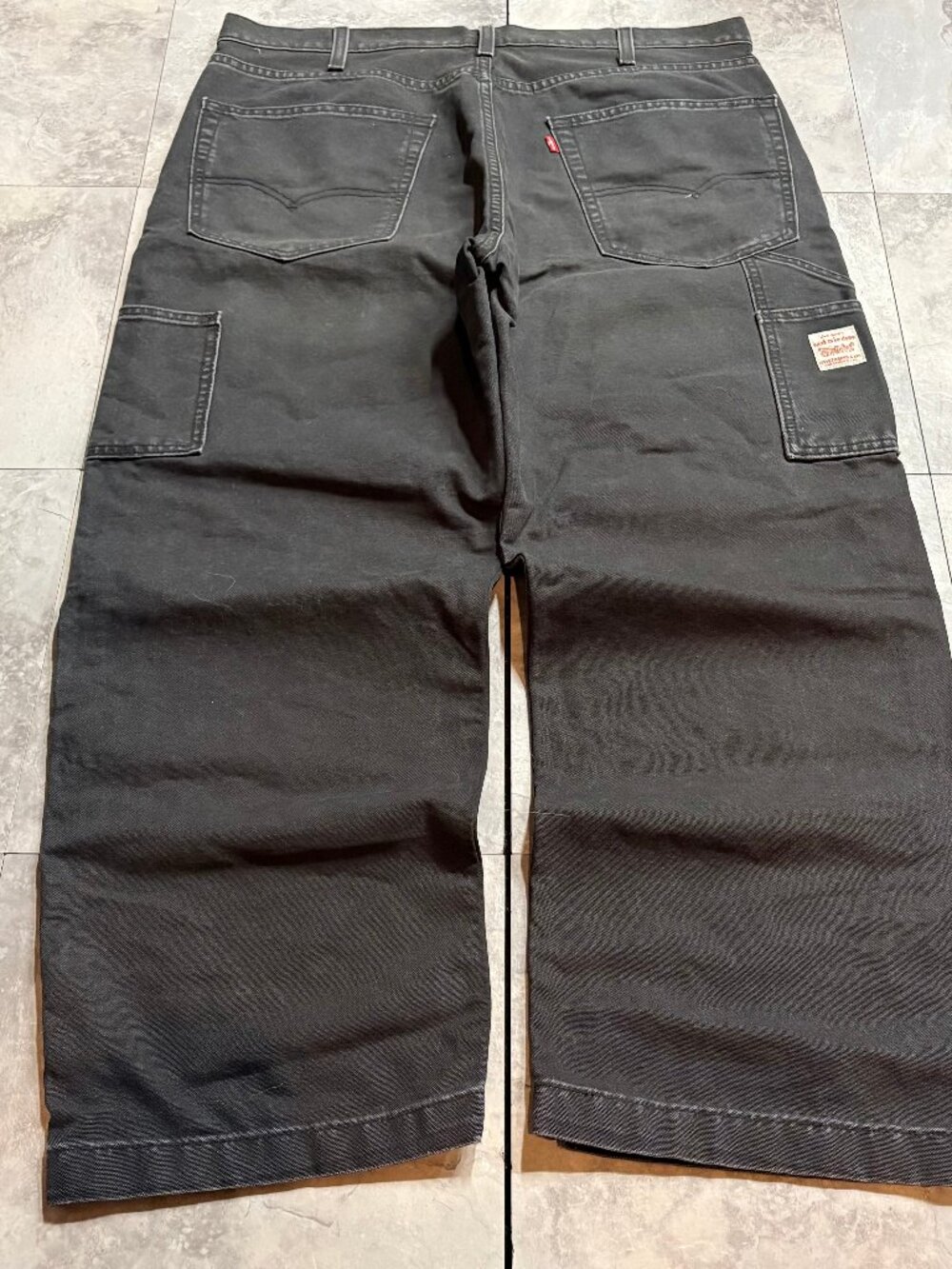 Levi's Double Knee Carpenter Jeans 36x30 Black Baggy Workwear Y2K